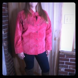 Suede leather, Chico's fringed jacket